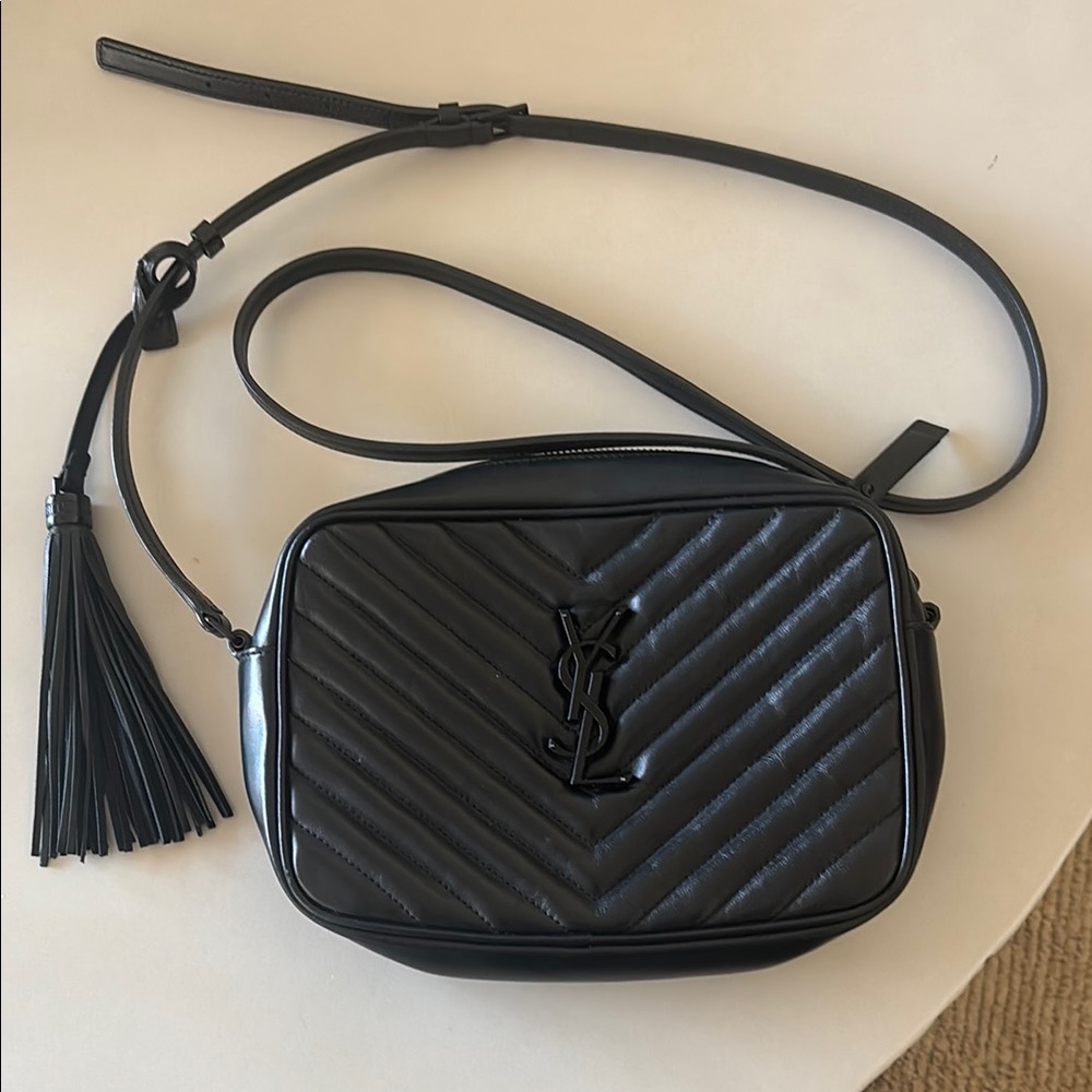 Yves Saint Laurent Black Quilted Leather Crossbody Bag (Lou Leather Camera bag)